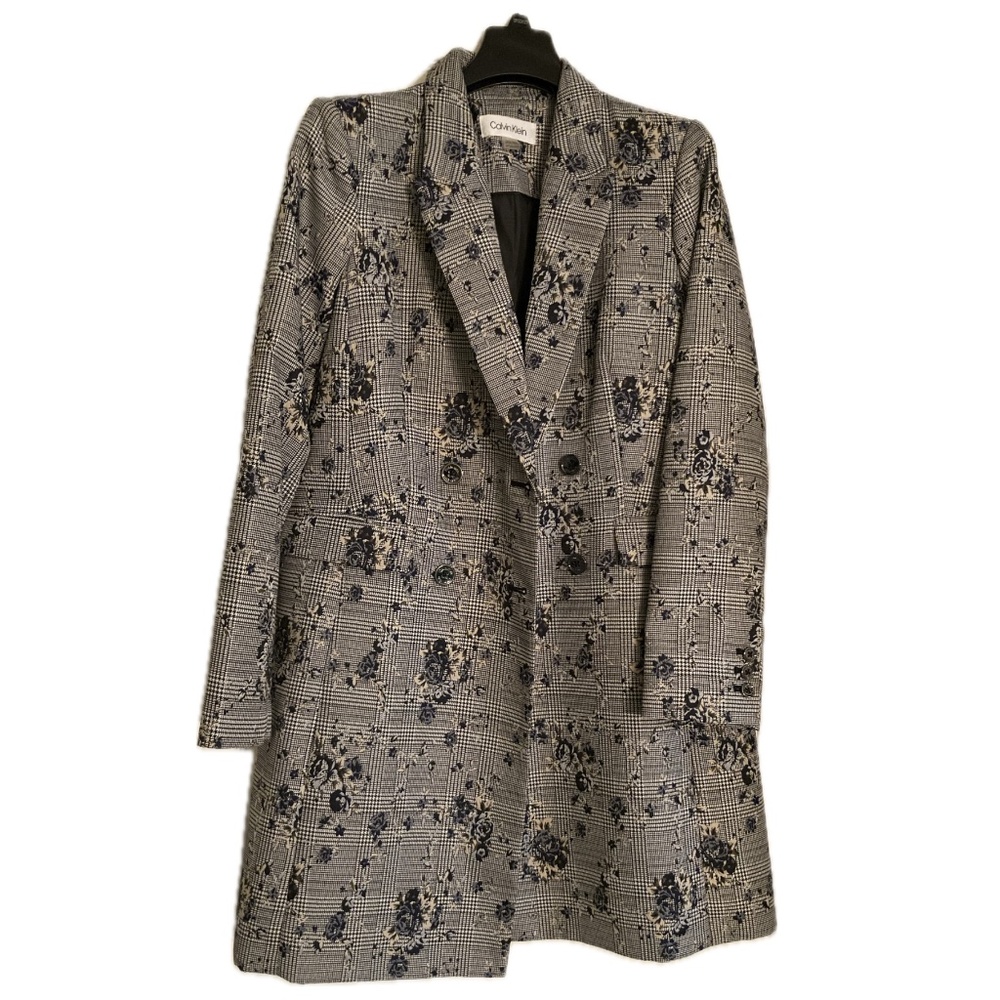 NWOT Calvin Klein Houndstooth Long Blazer/Coat